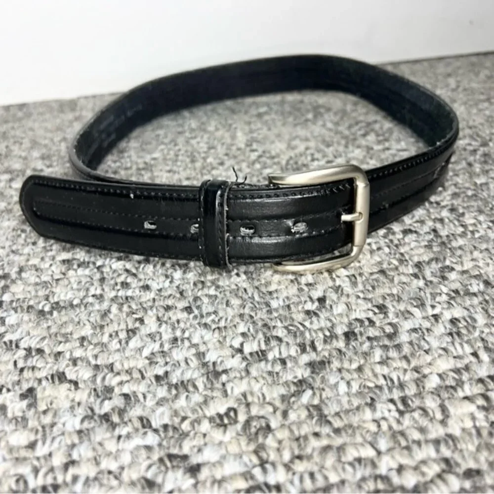 Black Italian leather belt square buckle 36-38